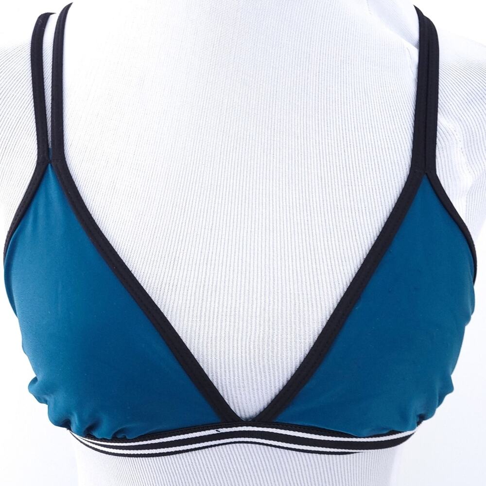 Xhilaration Bikini Top XS Swimsuit Bathing Suit Top, Blue, Black White/Strappy